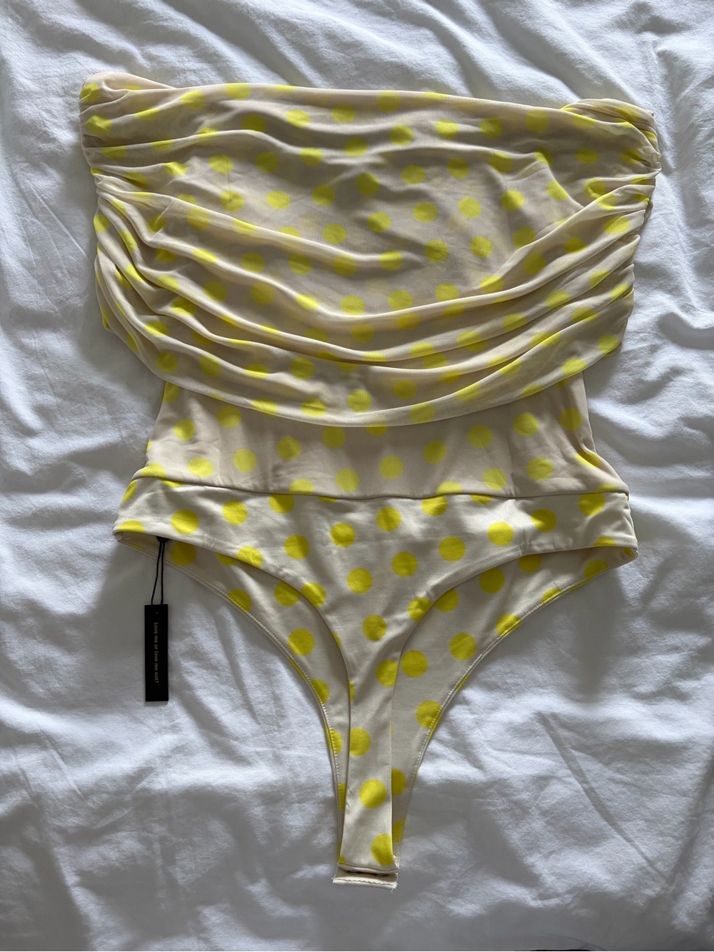 AFRM Butter Yellow Off-Shoulder Polka Dot Bodysuit XL NWT - Picture 14 of 15